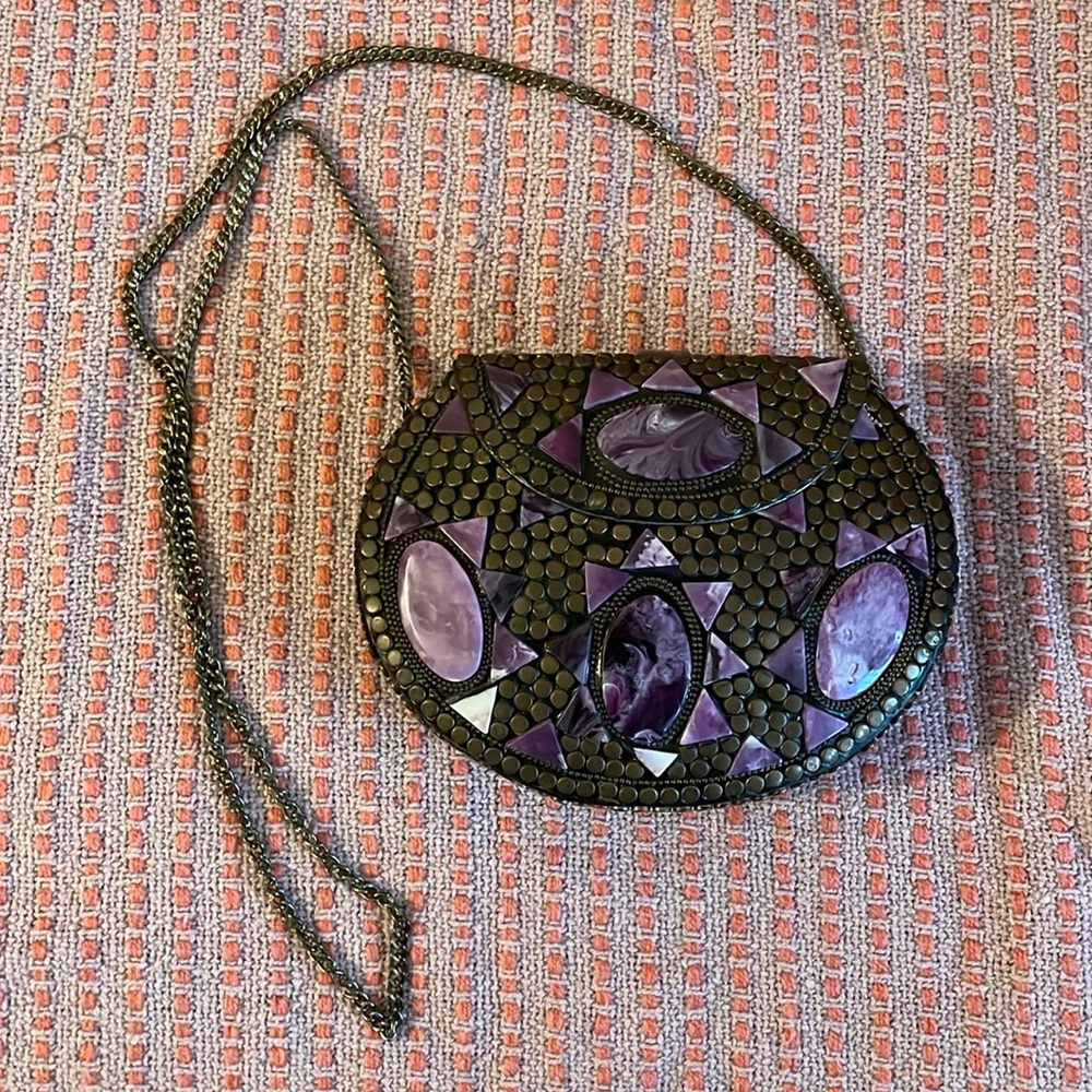 Metal Mosaic Bag purple and gold